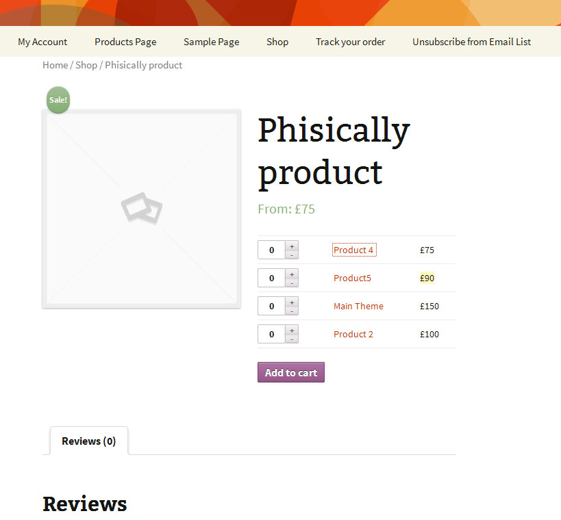 WooCommerce Grouped Product front view