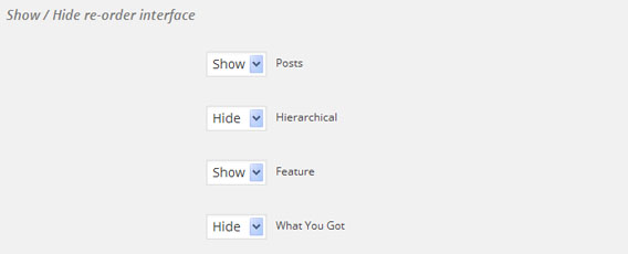 Re-Order Interface Settings