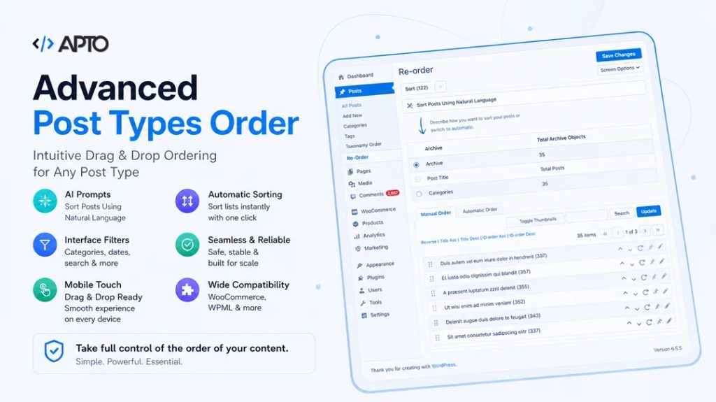 Advanced Post Types Order