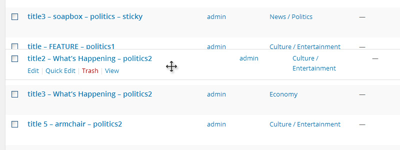 Customizing sort through default post type archive interface-drag-and-drop